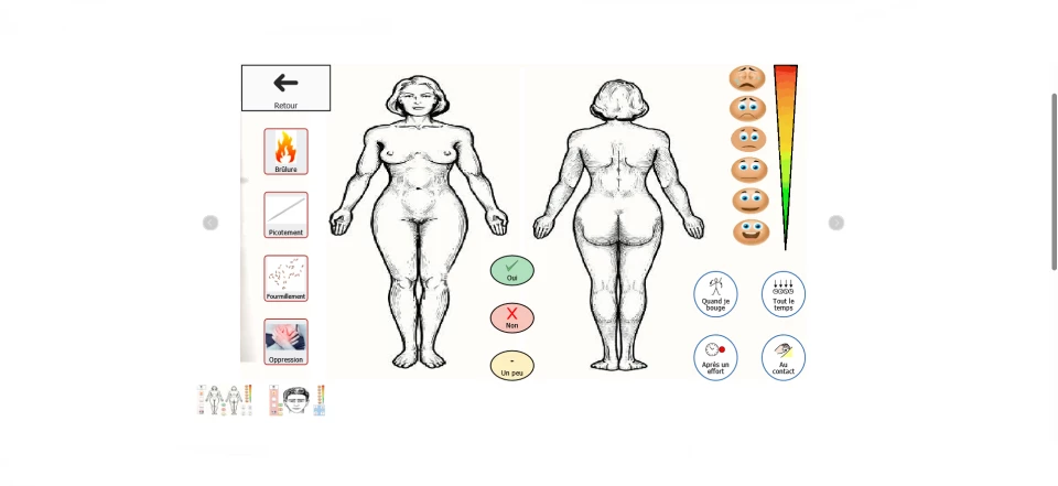 Grille de communication issue de Grid 3 montrant une échelle de douleur