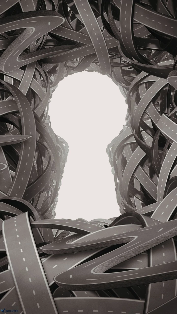 Différentes routes s'entremêlent et forme une serrure