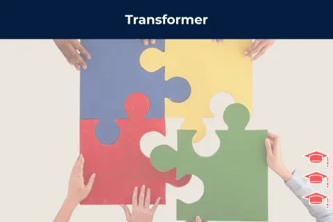 4 pièces de puzzle colorées qui tentent de s'imbriquer